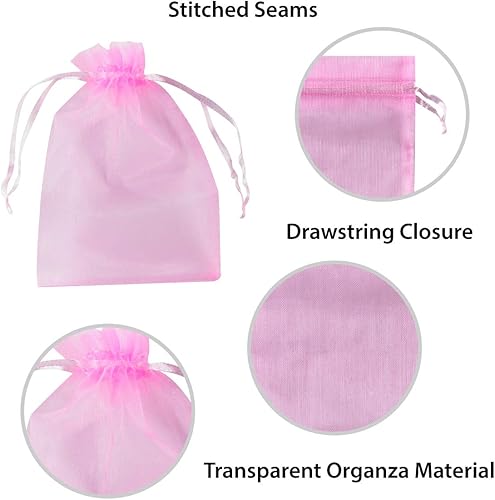 Miniatura 3 de Paquete de 100 mini bolsas transparentes de organza transparentes con cordón de 4 x 6 pulgadas, bolsas de joyería para bodas, decoraciones de