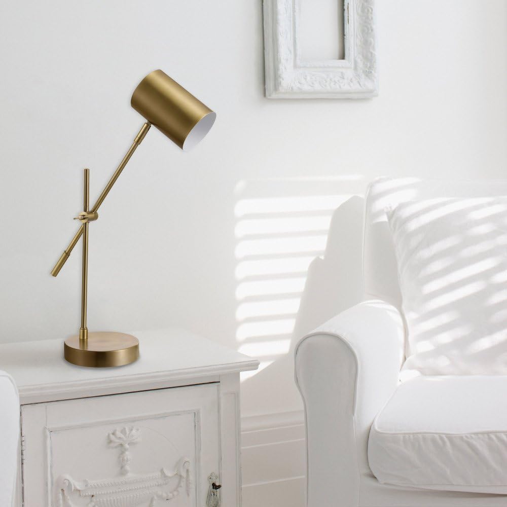 Globe Electric 52098 Pratt 20" Desk/Table Lamp, Matte Brass Finish, Adjustable Height, Balance Arm, in-Line Rocker On/Off Switch - - 