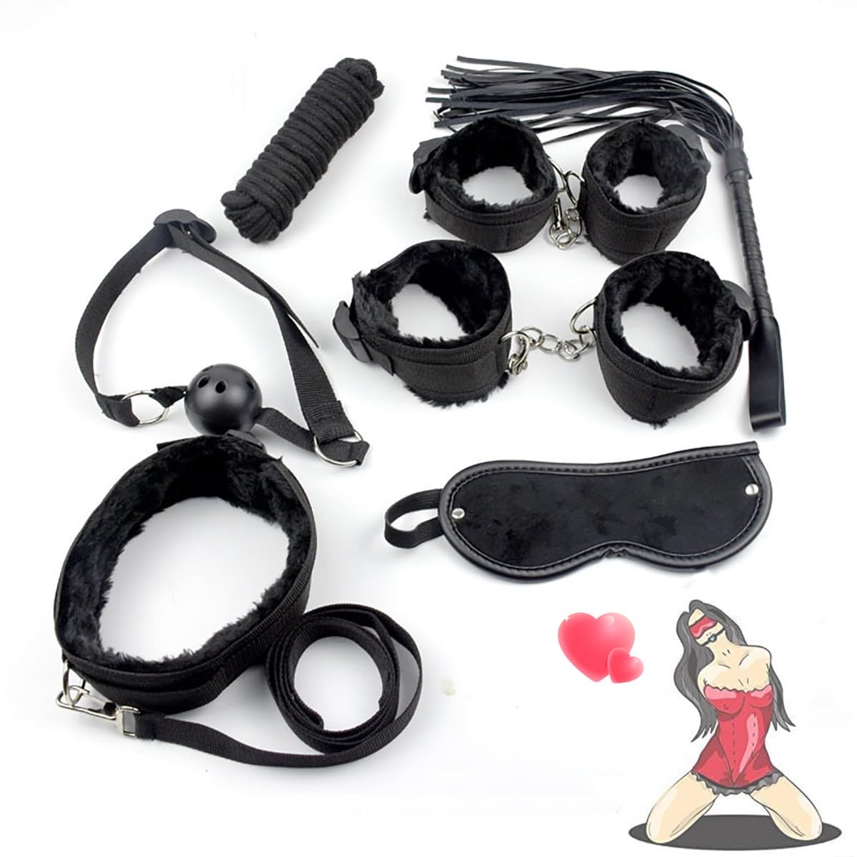 Juego de Ocio de Nylon Negro de 7 Piezas Ajustable para Festivales y Eventos - q