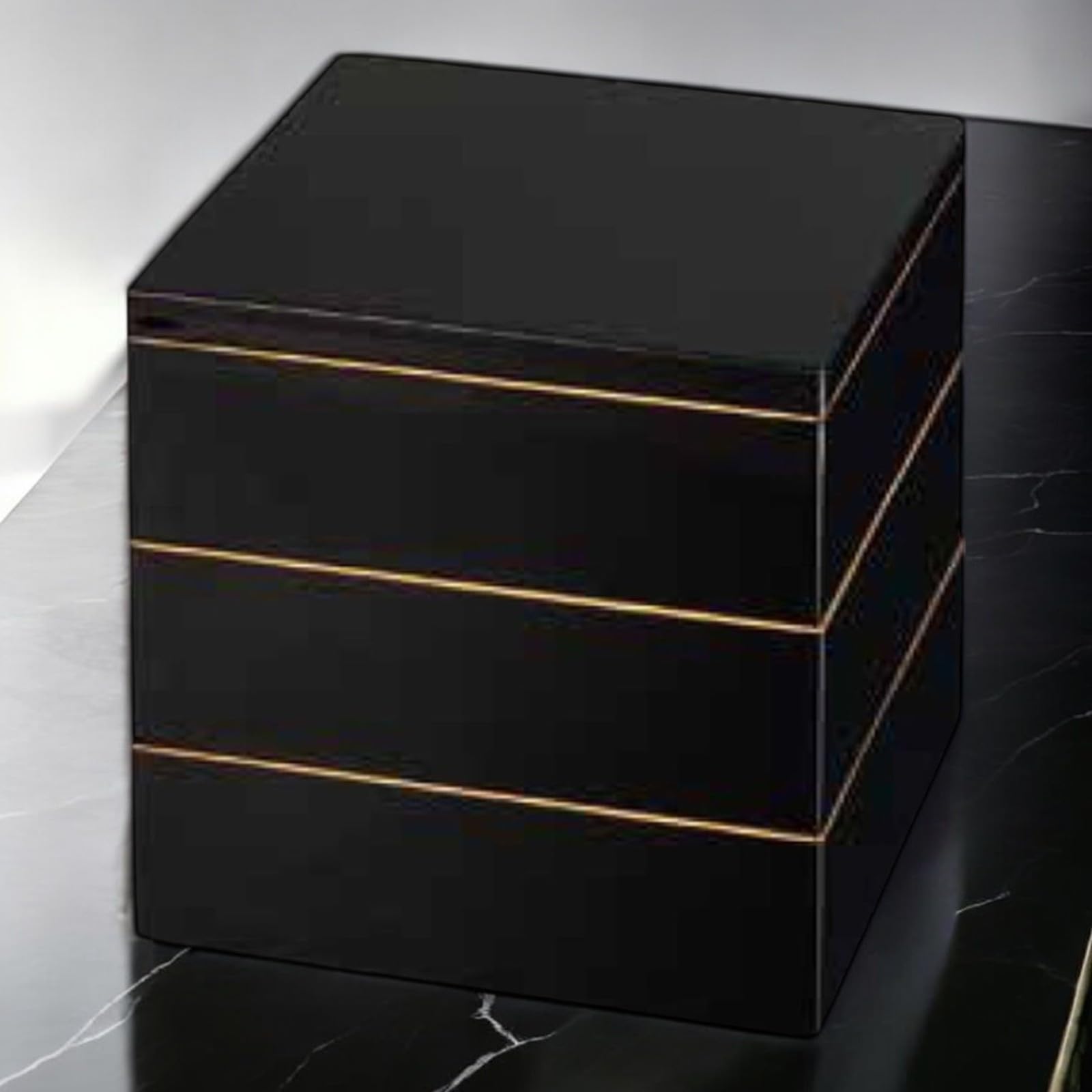 Amazon｜J-kitchens 漆器 重箱 3段 6寸 七福 黒 18cm 樹脂製 お重 お