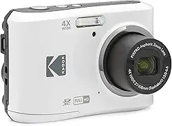 KODAK Câmera digital PIXPRO Zoom FZ45-WH de 16 MP com zoom óptico de 4X, ângulo amplo de 27 mm e tela LCD de 2,7 polegadas (branca)
