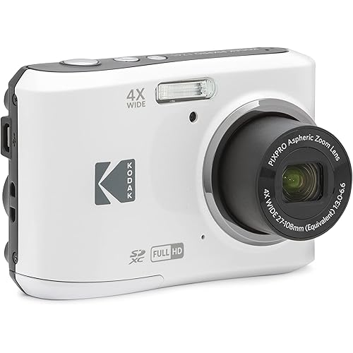 KODAK PIXPRO Friendly Zoom FZ45-WH 16MP Digital Camera with 4X Optical Zoom 27mm Wide Angle and 2.7" LCD Screen (White)