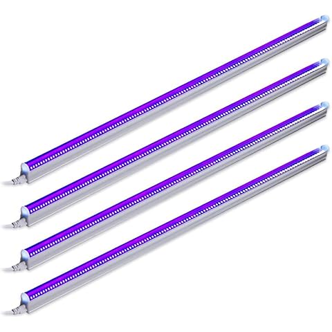 Barrina UV LED Blacklight Bar, 22W 4ft, T5 Integrated Bulb, Black Light Fixture for Blacklight Poster, Halloween Decorations and Christmas Party, Fun Atmosphere with Built-in on, Off Switch (4-Pack)
