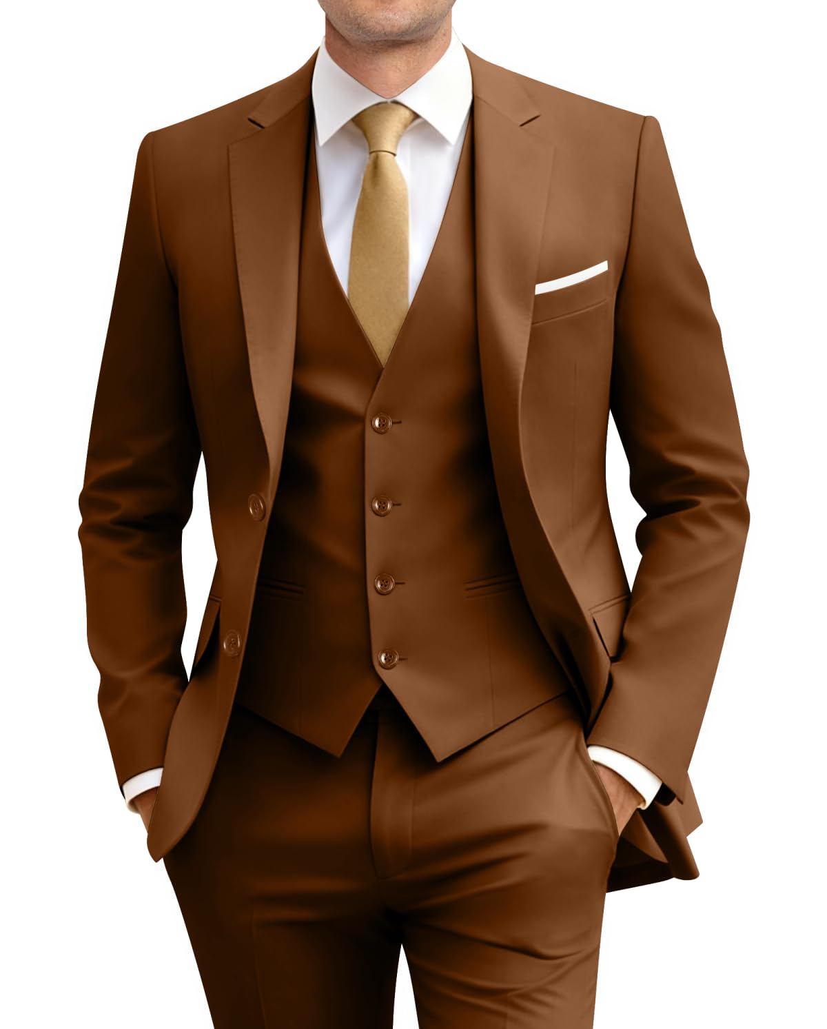 Men's Slim Fit 3 Piece Suit Set with Tie