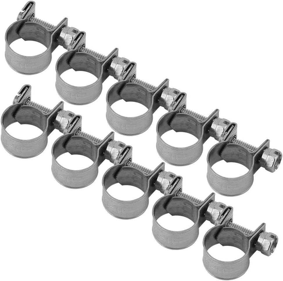 DEWIN Fascette Stringitubo In Acciaio Inox 304 – 10 Pezzi, Dimensioni Regolabili Da 6 A 20 Mm, Per Tubi Carburante/Aria/Acqua