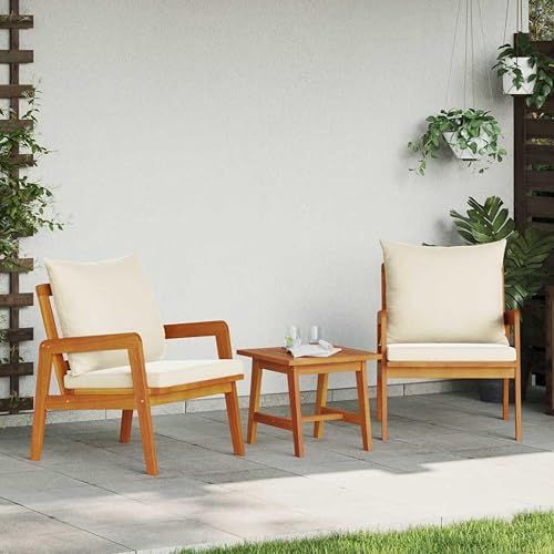 Ensemble bistrot avec Coussin 3 pcs Marron Bois d'Acac Cervaline