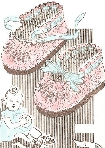 Vintage Crochet PATTERN to make - Baby Booties Soft Shoes Mary Janes. NOT a finished item, this is a pattern and/or instructions to make the item only.