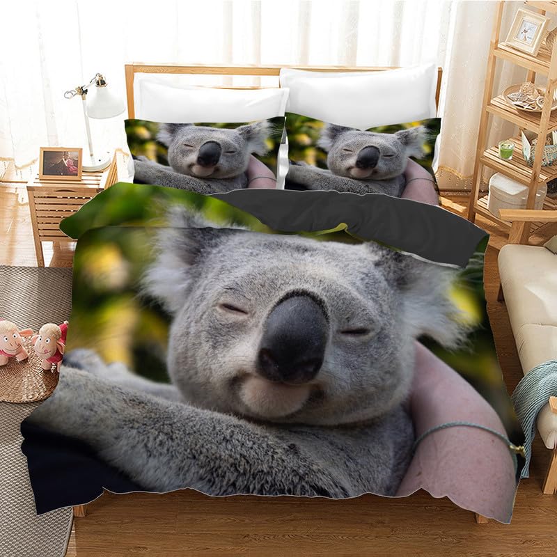 Housse de couette 90x190 enfant koala avec taie d'oreiller 65x65 lit 1 place
