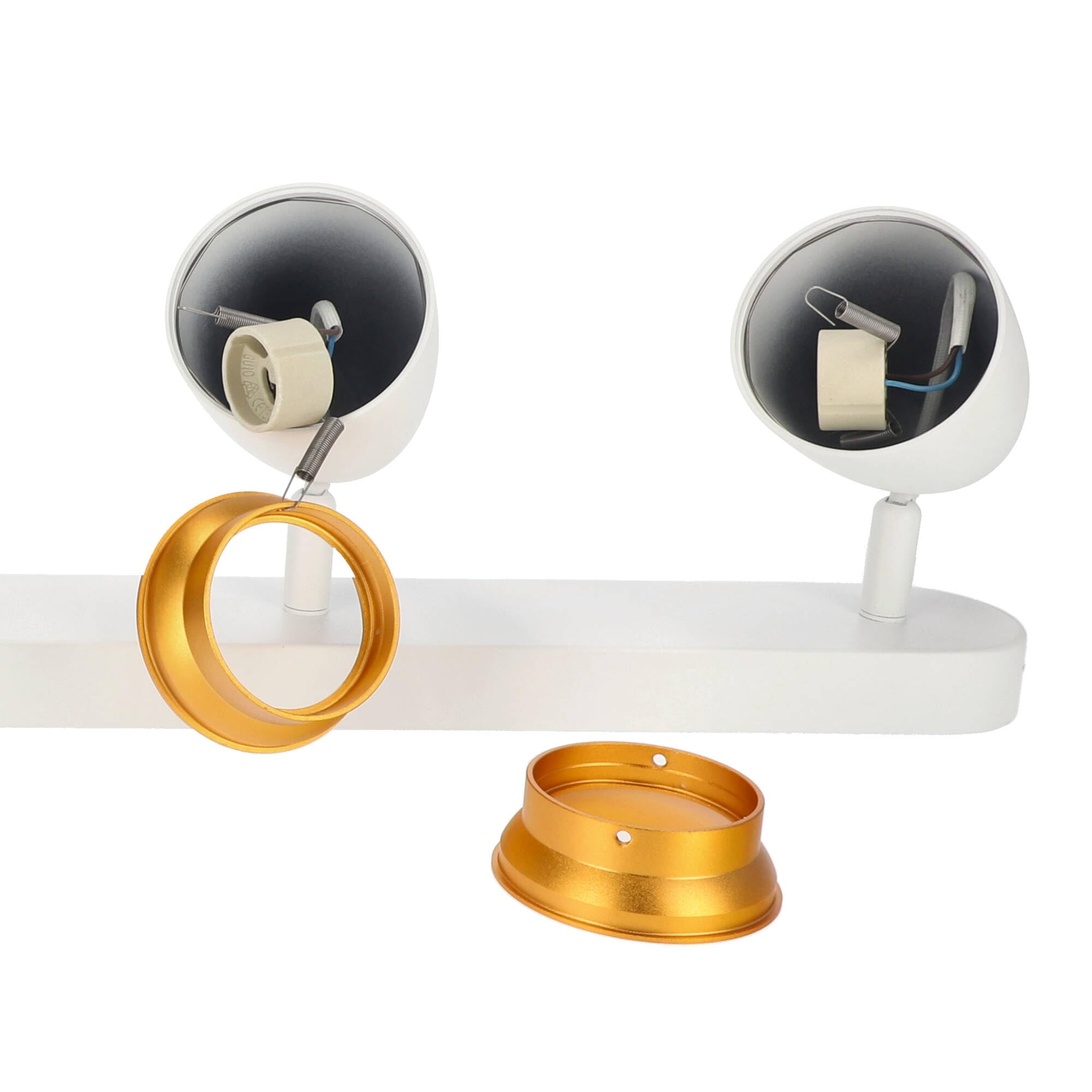 EDO Plafoniera LED OVO 4 Faretti Orientabili GU10 – 4 Luci, Bianco Con Anello Oro, Per Soggiorno E Cucina - 2