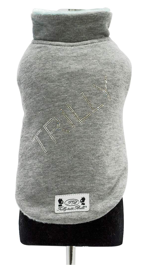 Trilly Tutti Brilli Regine Sweatshirt with Plush interior And Swarovski Application, Light Blue, X-Small