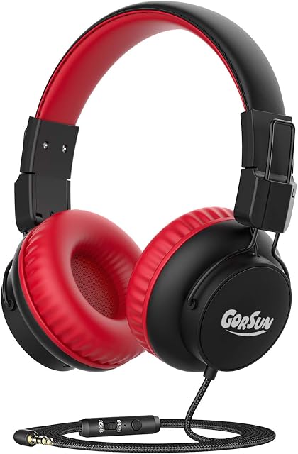 gorsun Kids Headphones, Headphones for kids,85dB/94dB Volume Limited, Childrens headphones with Mic, Audio Sharing Port, Adjustable toddler Headphones for School/Tablet/PC
