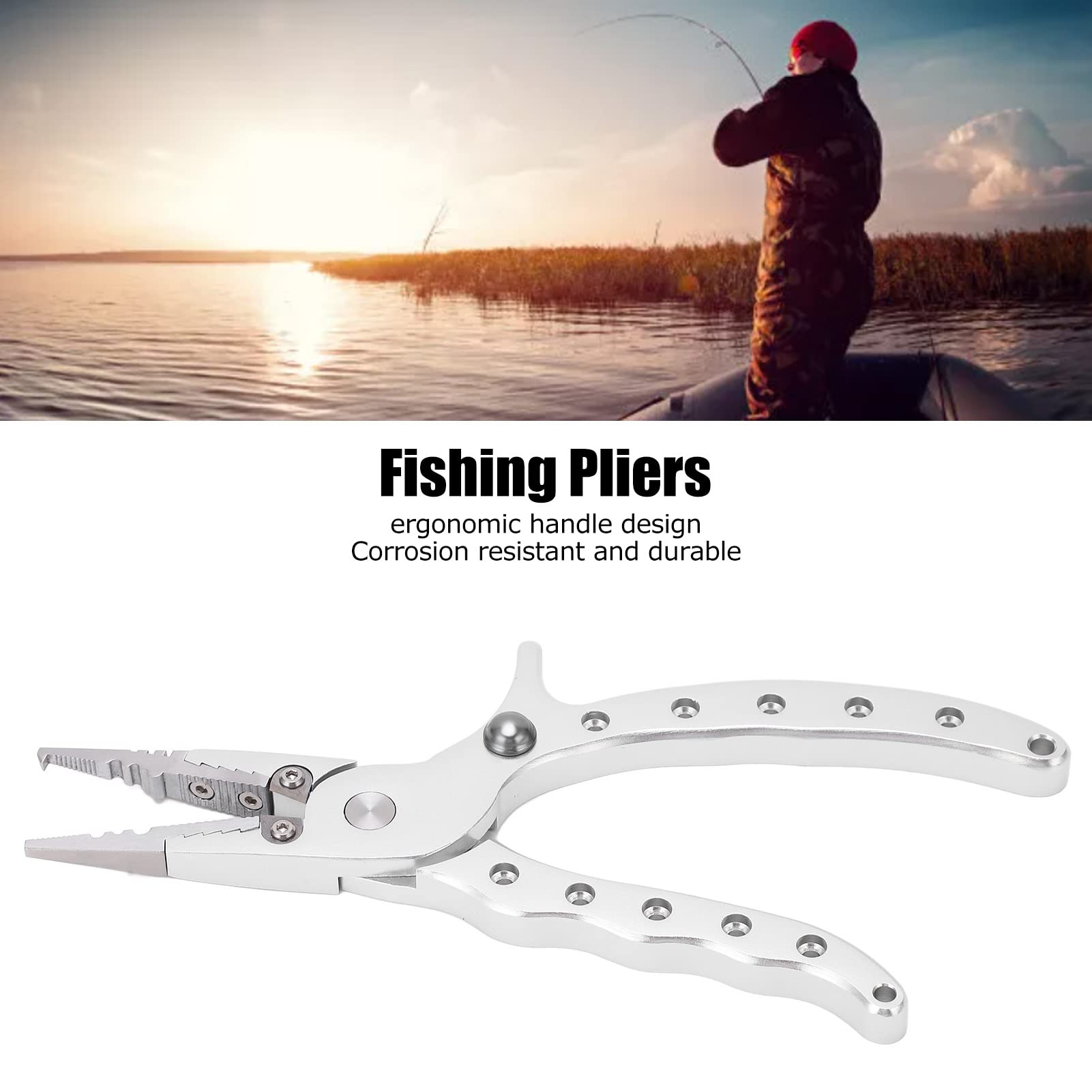 Pinza da Pesca in Acqua salata, Pinza da Pesca in Alluminio con Impugnatura ergonomica, Lega di Alluminio per Pesca in Acqua Dolce e salata, Pinza Multifunzione per Splittin