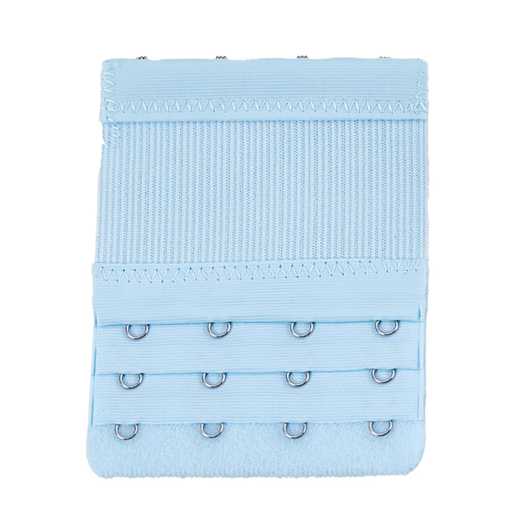Geardeangloow Unisex Light Blue Extension Strap Bra Extenders 3 Rows 4 Hooks Adjustable Lengthened Brassiere Accessories Intimates Underwear