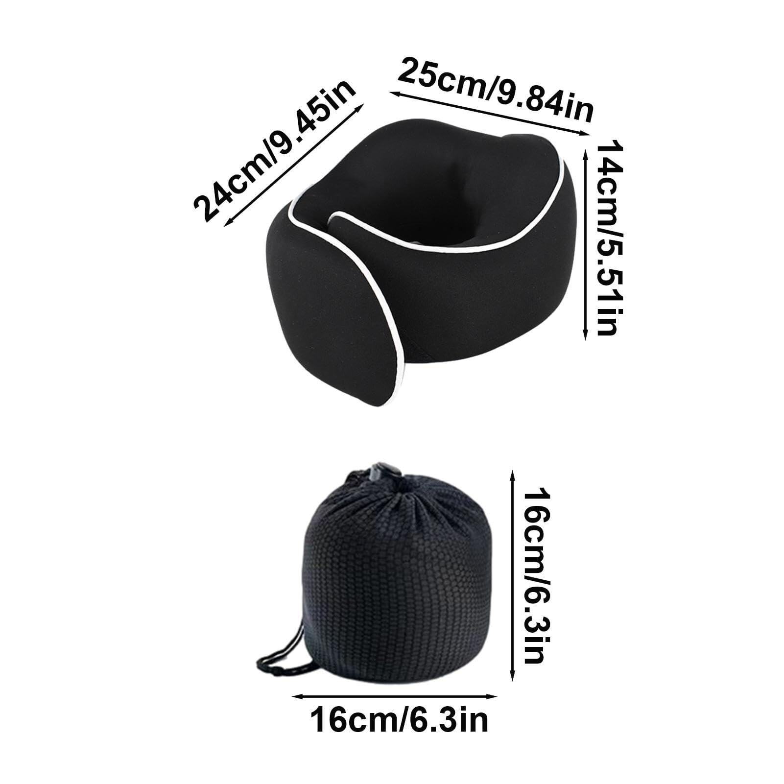 Poduszka Podróżna Do Samolotu Samochodu Poduszka Podróżna Z Pianki Memory, Do Samolotu, Na Szyję Osłoną Oczy I Zatyczkami Uszu, Torba Przechowywania(Black)