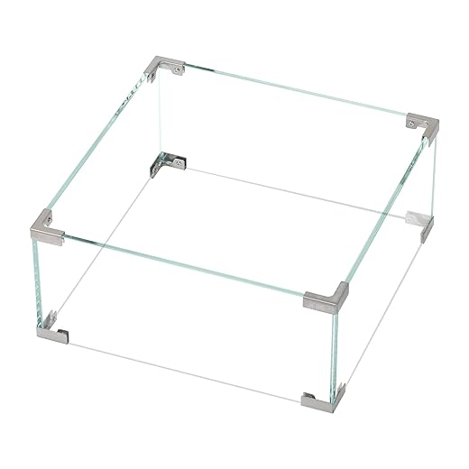 BALI OUTDOORS Gas Fire Pit Table Wind Guard Clear Tempered Glass Flame Shield for Rectangular Outdoor Fire Pit, 30.7 x 11.8 x 5.9 inches