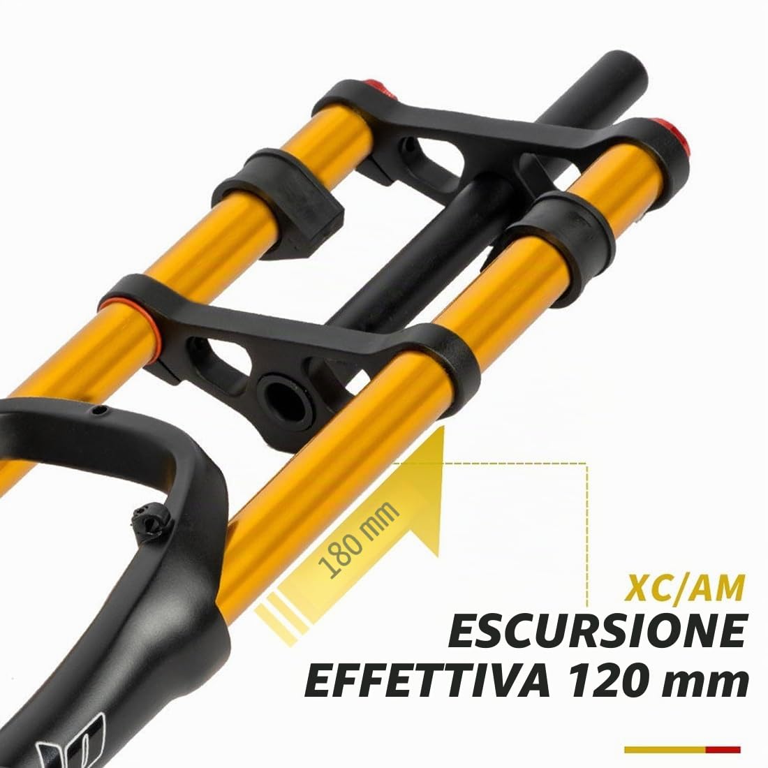 20 Pollici 4,0 Forcella Fat Bike Corsa 120mm Forcella Sospensioni Air Bici Ritorno Regolabile 1-1/8 Diritta Forcella Anteriore E-Bike Freno A Disco QR 9x135mm Blocco Manuale(Black)