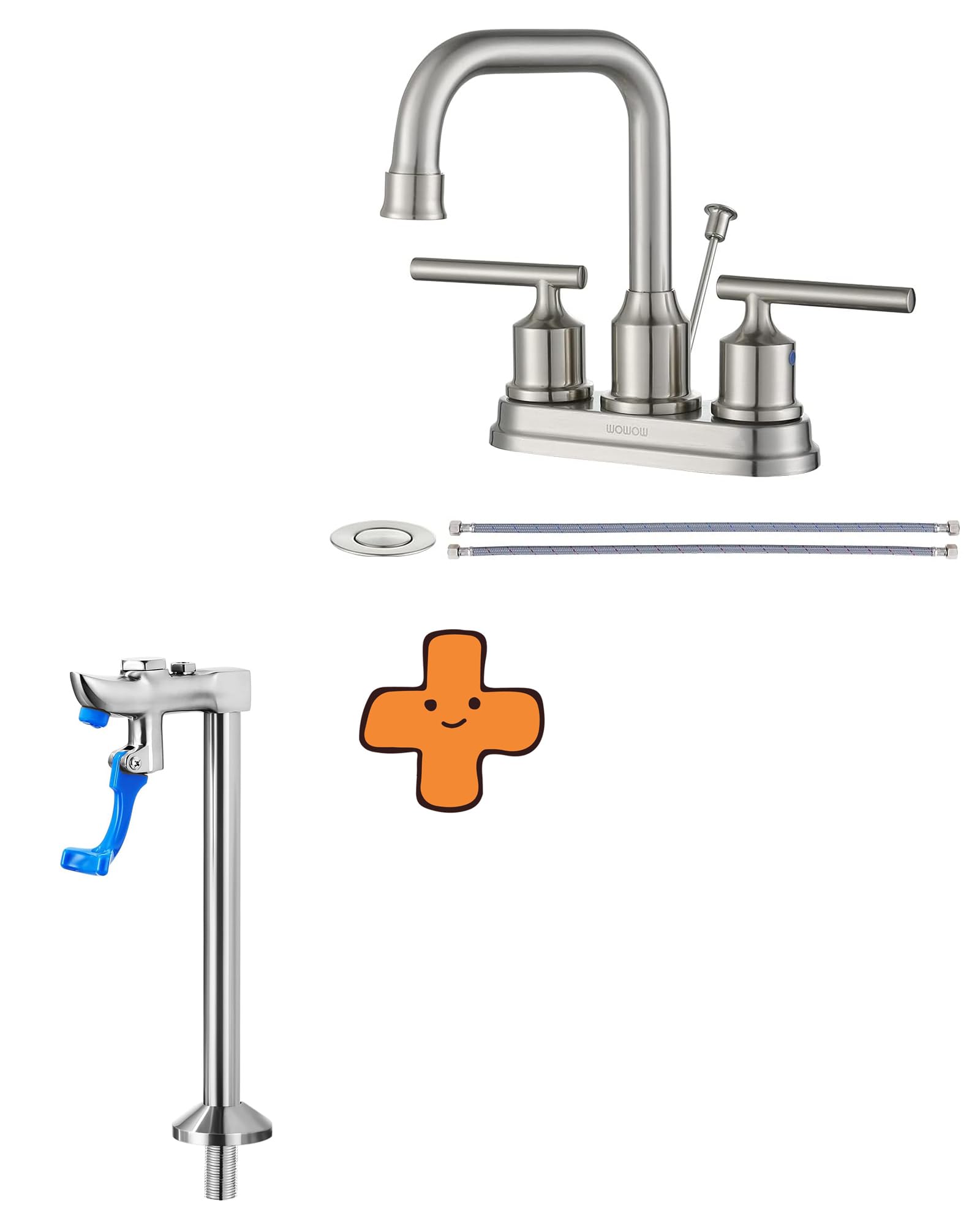 Jnfidosr Blue Centerset Bathroom Faucet Brushed Nickel And Glass Filler Faucet