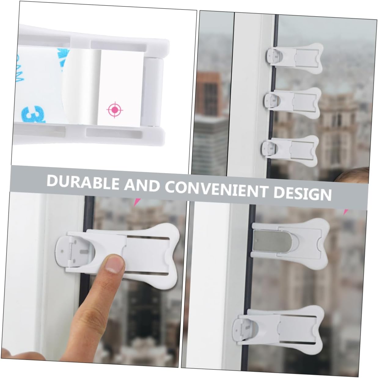 BESPORTBLE 3sets 6pcs Childproof Sliding Door Lock Babyproof Window Safety Lock for Safety Durable Material Keyless Design Easy Installation Suitable for Surfaces 6pcs*3