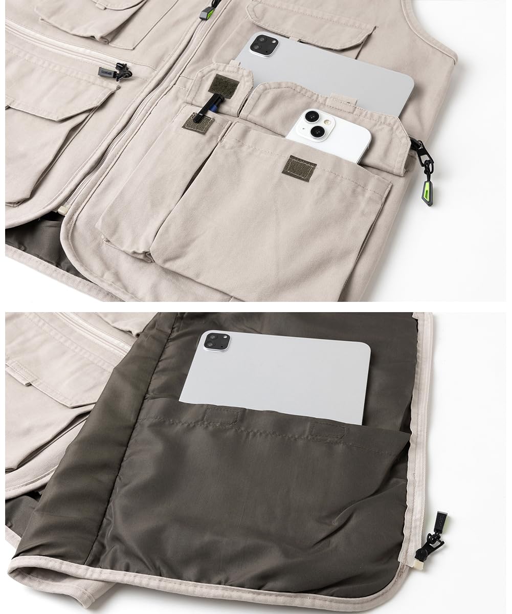 Gilet Uomo Outdoor in Cotone Multitasche Leggero e Traspirante Giacca Senza Maniche per Pesca Fotografia Escursionismo