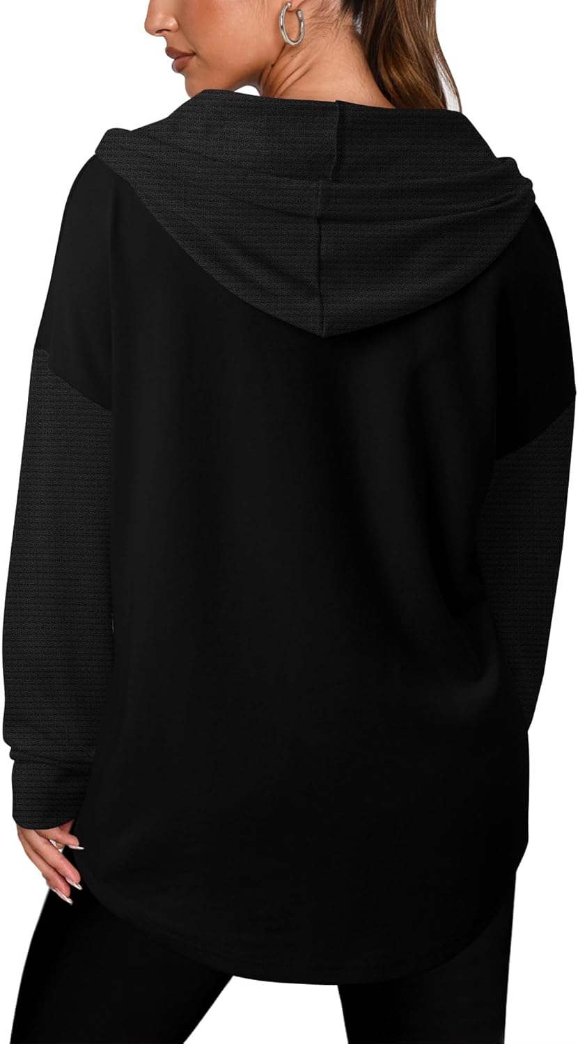 Angerella Hoodies for Women Oversized Sweatshirt Loose Fit Casual Long Sleeve Drawstring Button Hooded Fall Tops - Image 5