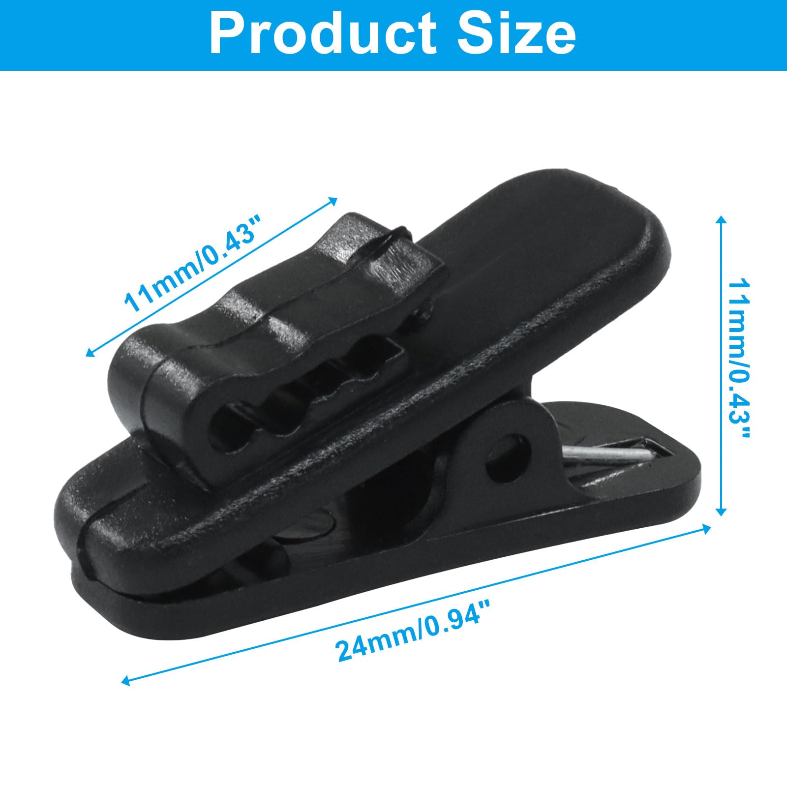 Bonsicoky 12 Pack Earphone Wire Clips - Durable Microphone Mount Clothing Clips for Headset Cords, Ideal for Phone, Earphones, and Walkie-Talkies - Tangle-Free Solution - Black