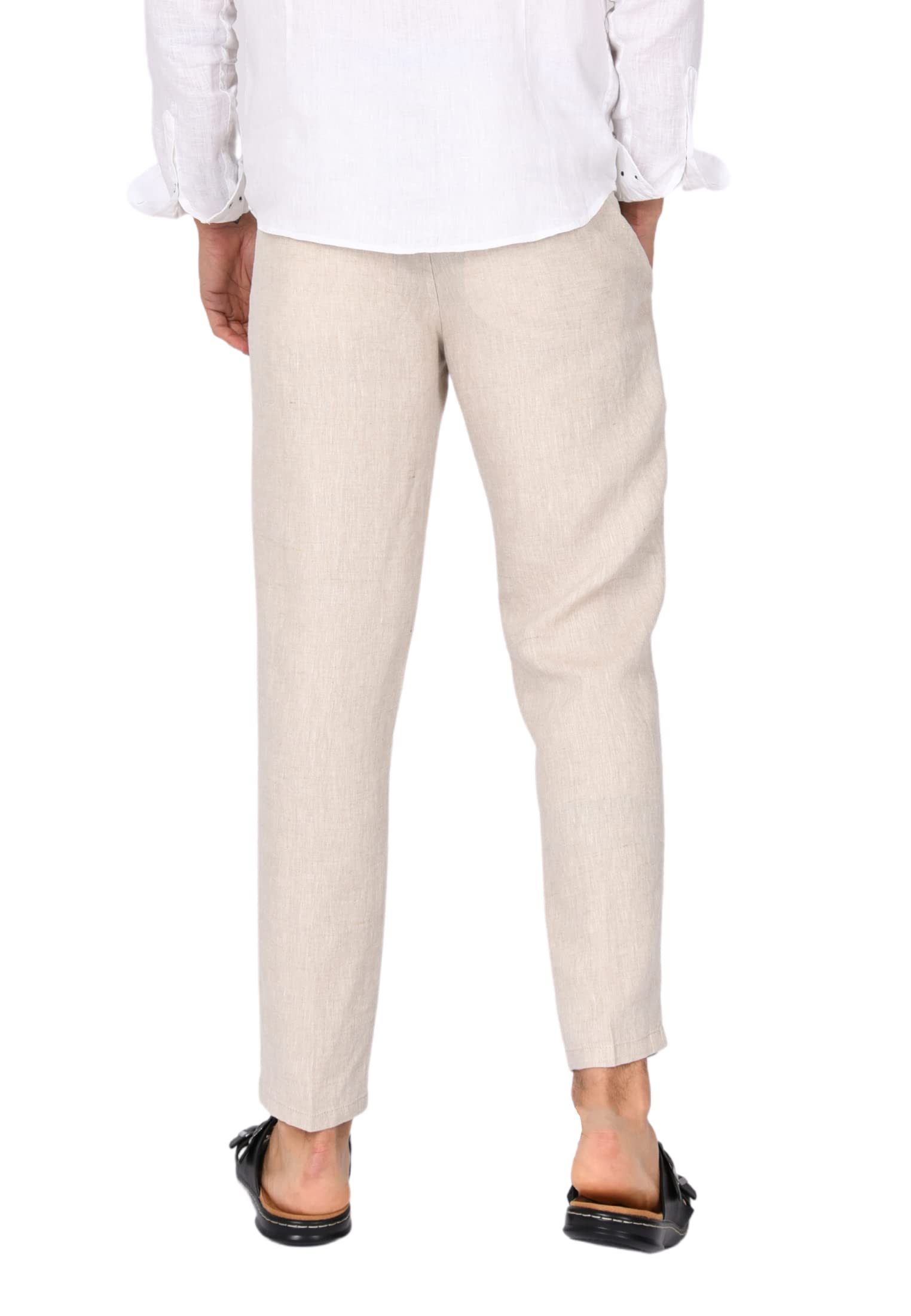 Ciabalù Herrenhose, Leinen, elegant, Caprihose, Sommer, kühl und bequem, Tasche für Amerika, Übergrößen, beige, 42