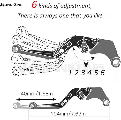 Miniatura 6 de MT07 FZ-07 - Juego de palancas de freno y embrague, plegable, extensible, CNC, compatible con accesorios de motocicleta MT07FZ-07 2014-2023 (azul)