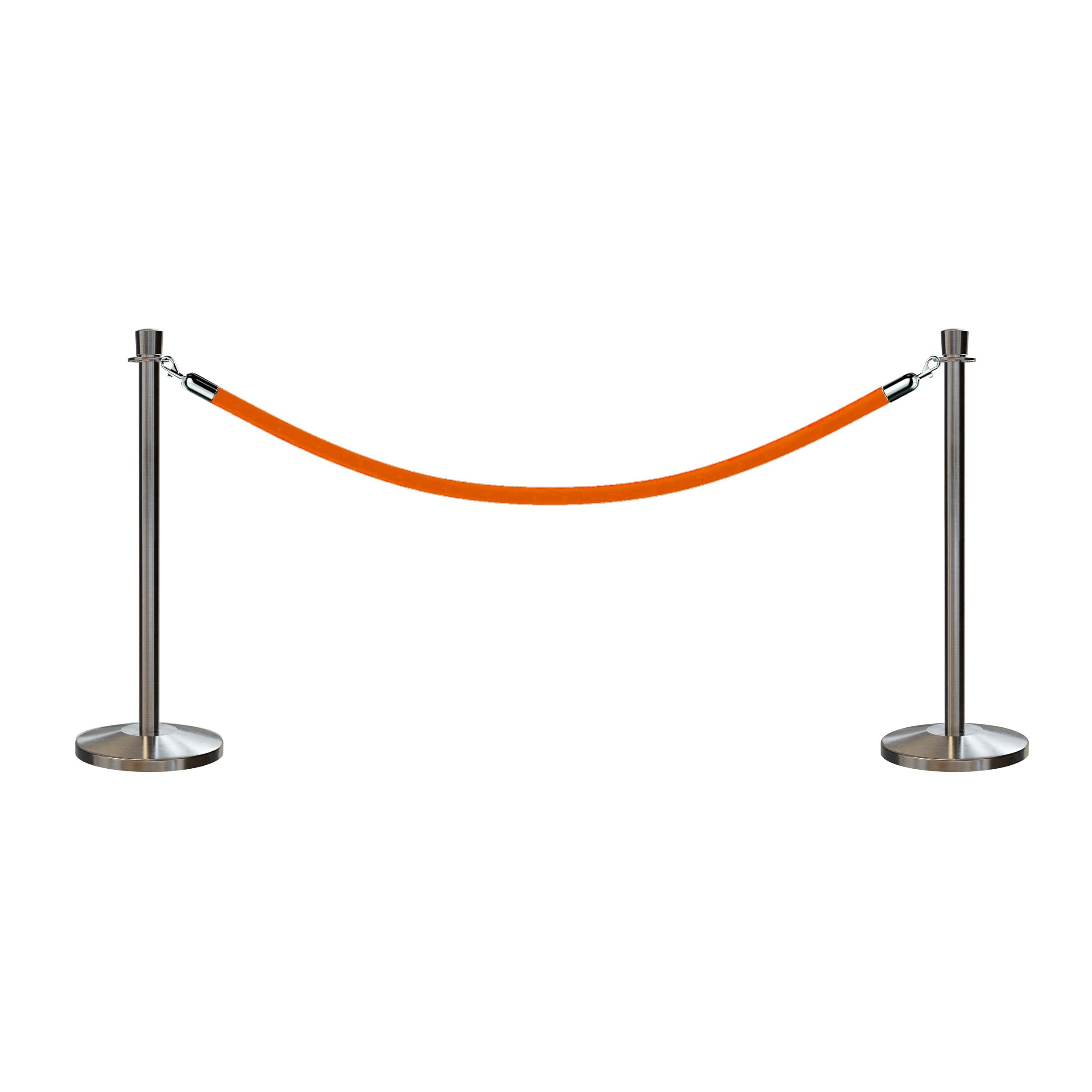 Crowd Control Warehouse CCW Post and Rope Stanchion Kit with 2 Satin Stainless Steel Crown Top Posts and 1 Gold Heavy Duty Velvet Cotton Core Rope (6ft.) in Satin Stainless Snap Ends