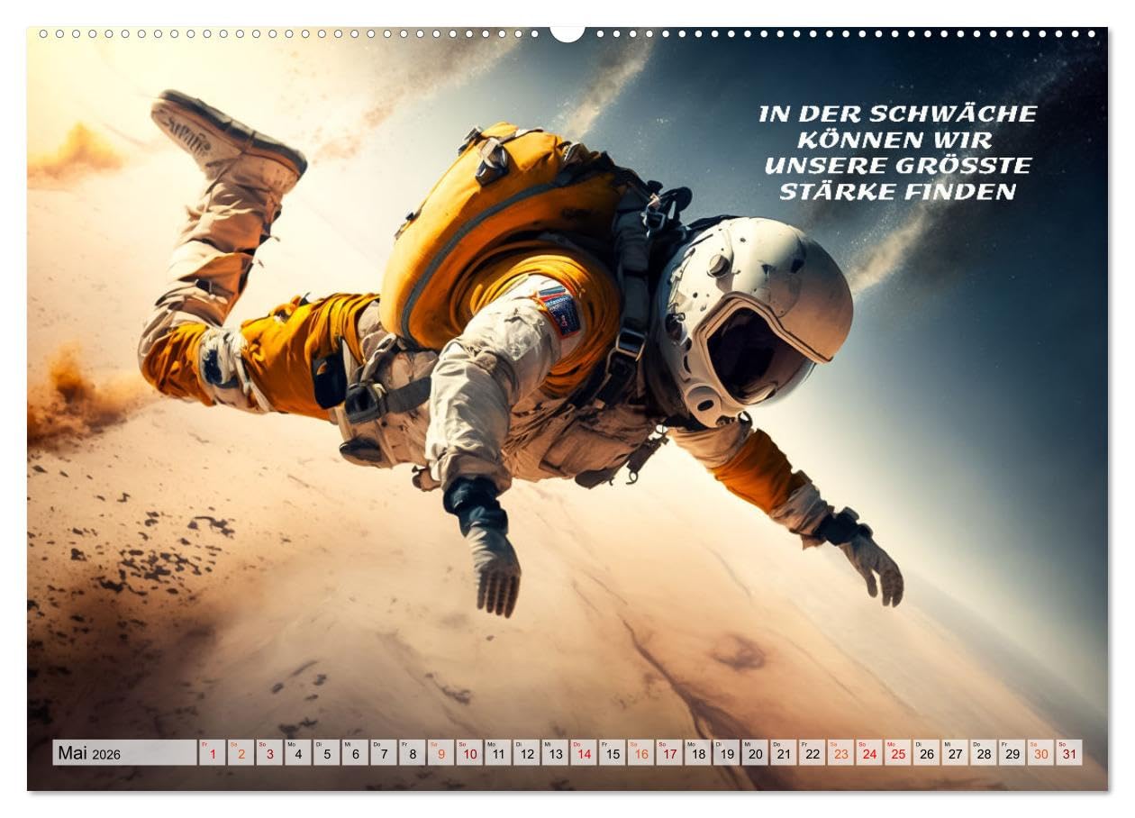 Motivation und Fallschirmspringen (Wandkalender 2026 DIN A2 quer), CALVENDO Monatskalender: Einzigartige Bildmotive gepaart mit wunderbaren ... nicht nur für Skydiver (CALVENDO Menschen)
