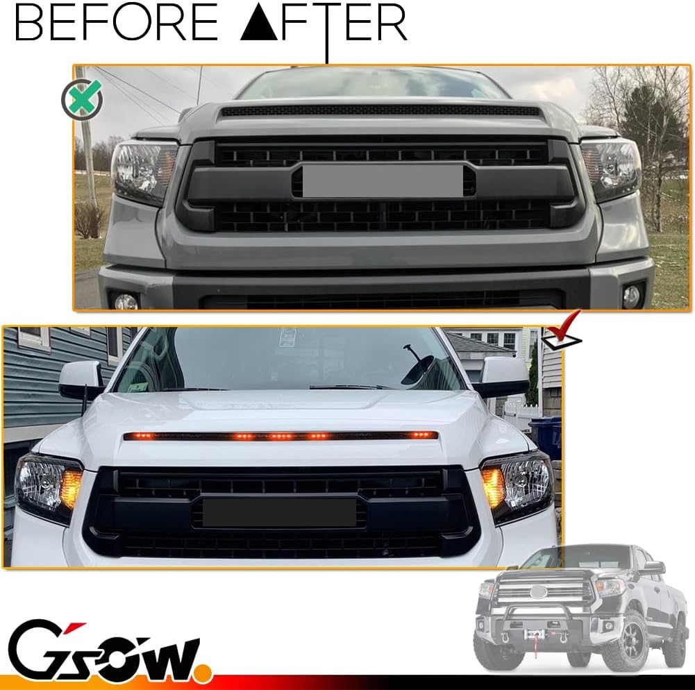 [Enhanced Style & Visibility] 5-Bar Xenon Red 16-LED Hood Bulge Behind Grille Light Kit | Fits 2014-2021 Tundra | Premium Tundra Accessories 2014-2021 | Boosts Visibility, Elevates Tundra's Look