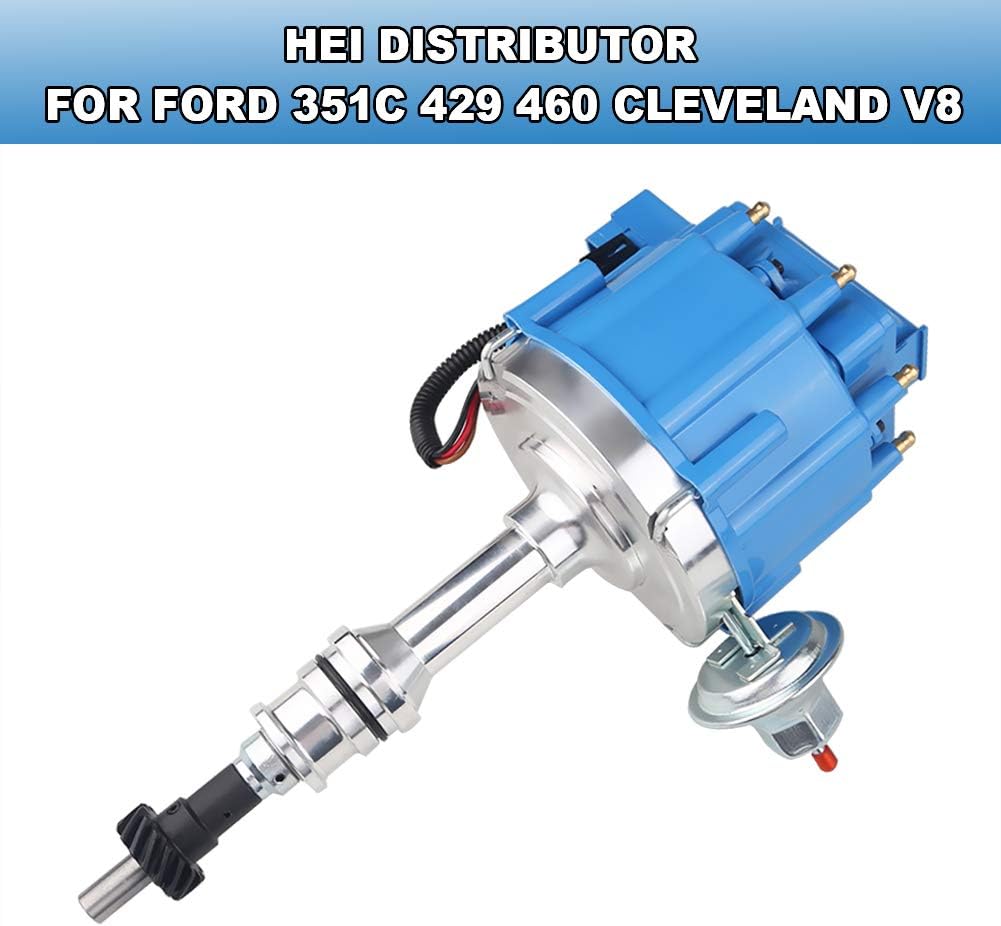 JDMON Compatible with HEI Complete Ignition Distributor 65k Coil 7500RPM BBF Ford Big Block 351C 351M 400M 429 460 Blue Cap 1046013 PE332U JM6506BL