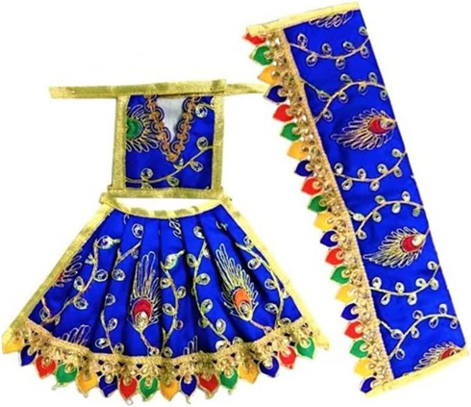 MATA Rani Dress 4 Inches l Lehanga Patka with Embroidery Work l Poshak for Durga MATA Devi Ji for Navratri Special Pack of 2