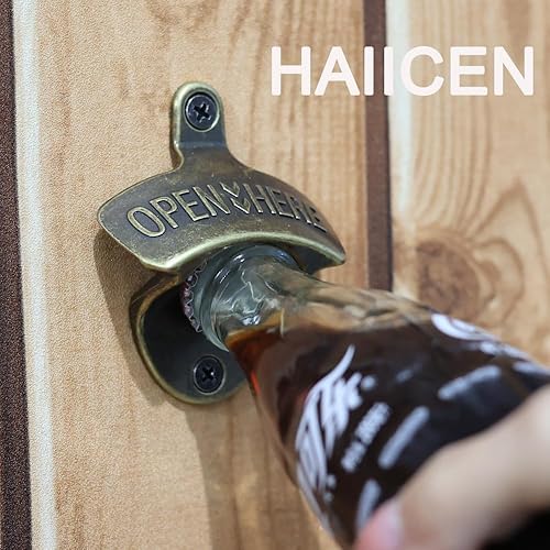 Miniatura 7 de 12 piezas de abrebotellas de bronce vintage montado en la pared, a granel, a prueba de óxido, abrebotellas de cerveza montado en poste para