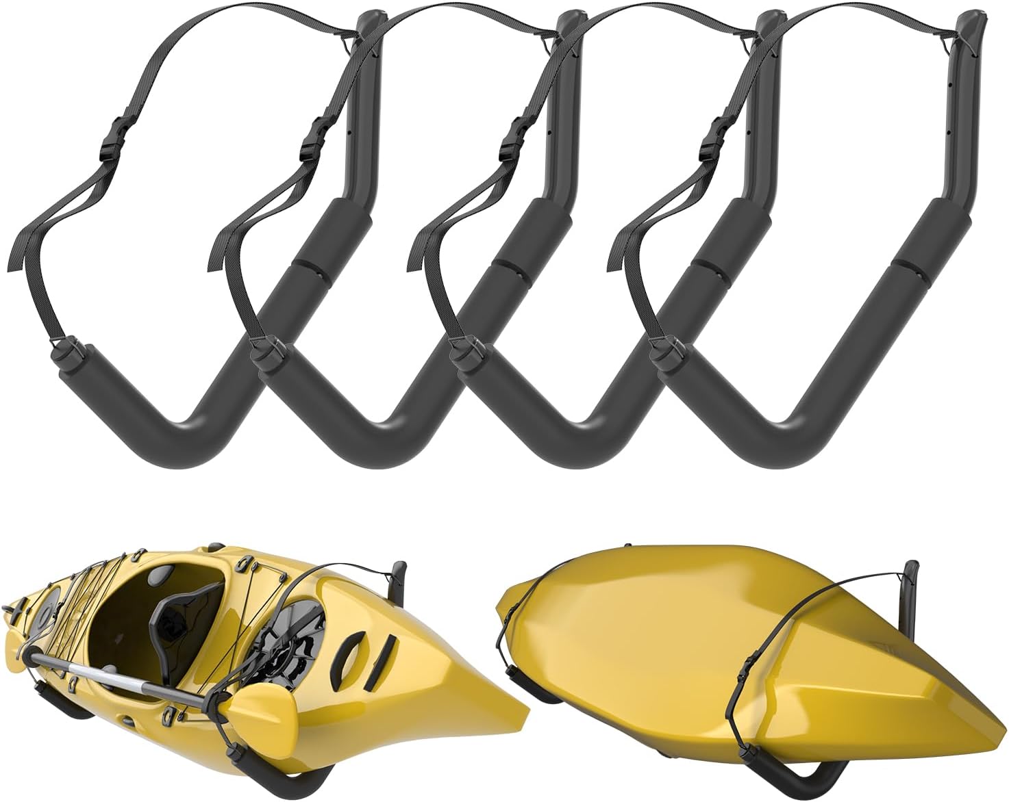 UNITEDPOWER Kayak Storage Racks, Heavy Duty Garage Hangers, Jumbo Wall Hooks for Canoe, Ladder, Bicycle, Folding Chairs, Surfboard, Snowboard, Hose and Tools