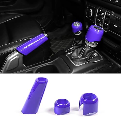 SQQP Cubierta de freno de mano + cubierta de perilla de palanca de cambios + cubierta de perilla de palanca de cambios para Jeep Wrangler JL JLU
