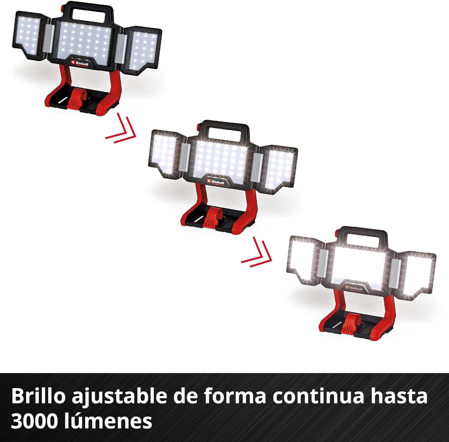 Einhell Lampa akumulatorowa TP-CL 18/3000 Li-Solo Power X-Change (18 V, 3000 lm, obrotowa głowica świetlna, składane panele świetlne, 60 diod LED, regulacja jasności, bez baterii)