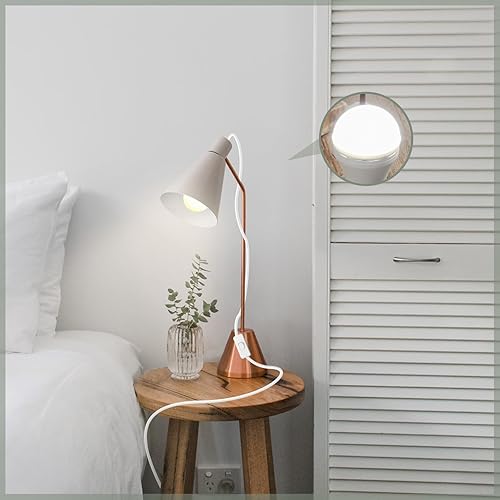 Miniatura 4 de Enchufe de bombilla de 8.2 pies de extensión colgante, cable de lámpara con interruptor E26E27, enchufe de luz colgante para cocina, dormitorio,