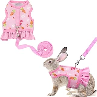 MIRKUZI Small Animal Harness 1 Piece Rabbit Vest Harness, Adjustable Rabbit Harness and Leash, Breathable Mesh Vest, Soft Harness, Rabbit Lead for Rabbits, Kittens product image