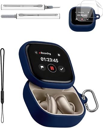 Case for Soundcore Liberty 5 Pro Max Silicone Protective Cover, Full-Body Protection with Anti-Shockproof,Scratch Protection, Includes Lanyard, 2 Screen Protectors & Cleaning Kit Blue