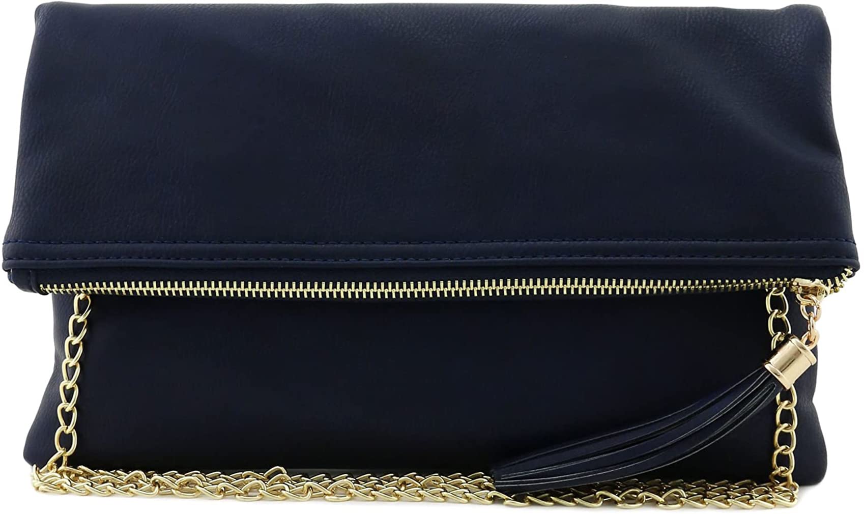 Solene Envelope Clutch Bags for Women Foldover Crossbody Tassel Wallet with Chain Strap, Elegant Evening Purse
