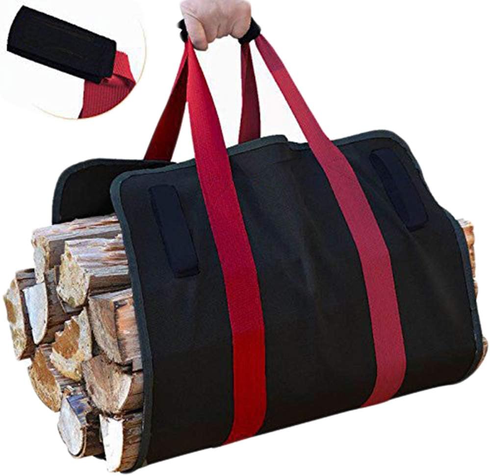 Log Carrier Bag Tote, Large Capacity Wood Carrying Bag Log Carrier Tote Fire Wood Bag Durable Firewood Holder Fireplace Wood Stove Accessories Storage Bag