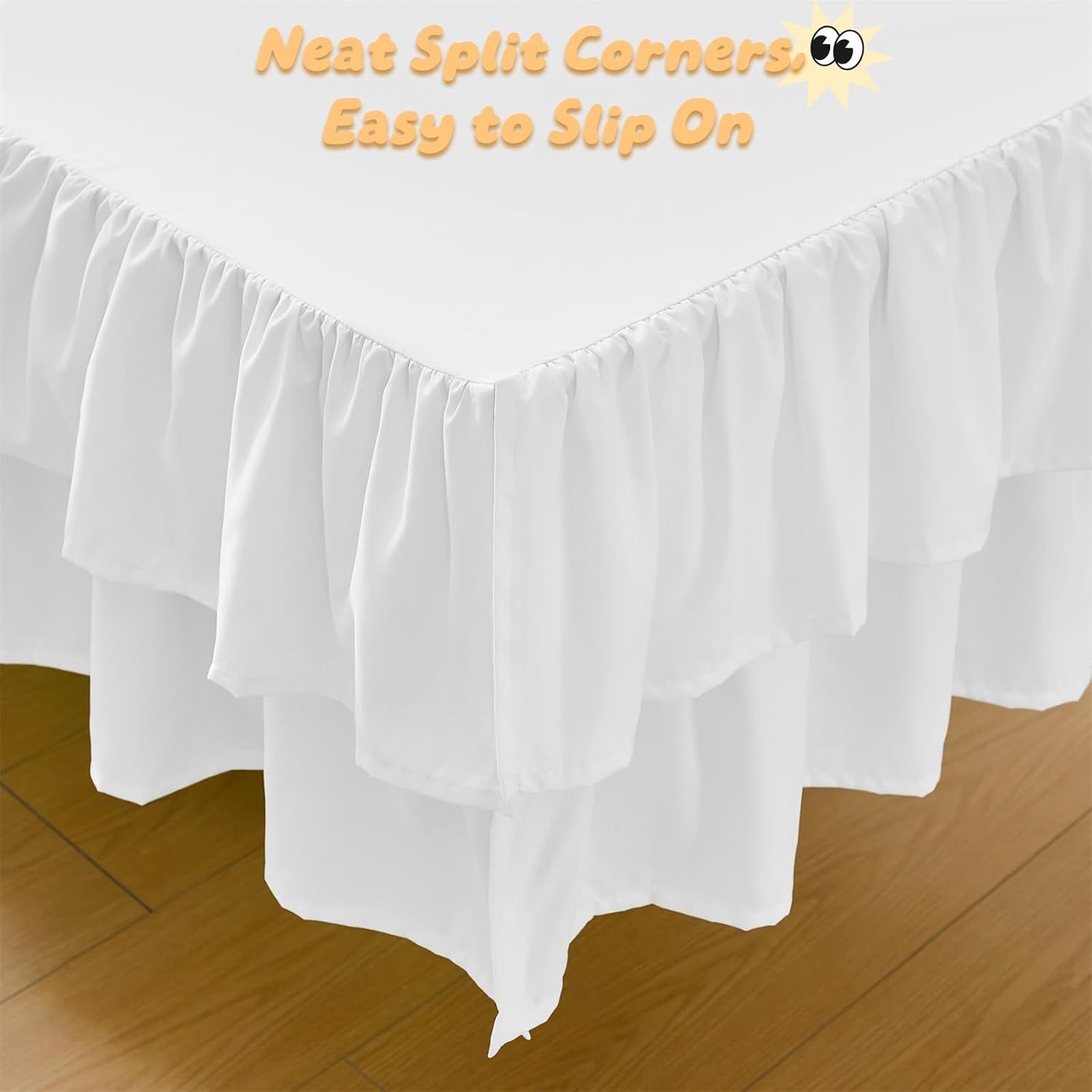 Ruffled Crib Bed Skirt 28"x 52" with 14" Drop, Soft Double Layer Nursery Dust Ruffle Skirt for Toddler Bedding/Baby Crib(White)