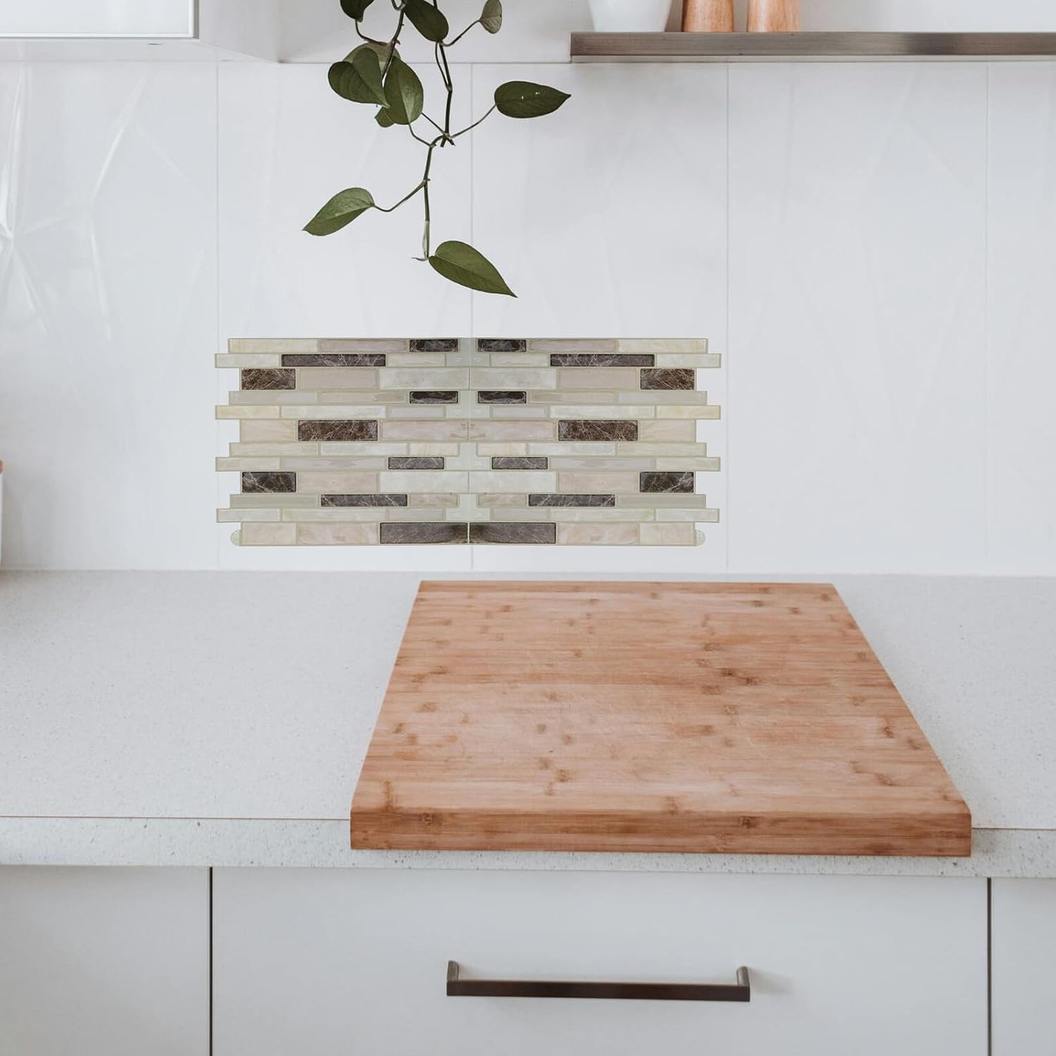 SECFOU 10pcs Waterproof Marble Pattern PVC Wall Stickers, Self-Adhesive Peel and Stick Backsplash Tiles for Kitchen and Bathroom, 30.5x30.5cm Faux Tile Decals for Home Decor