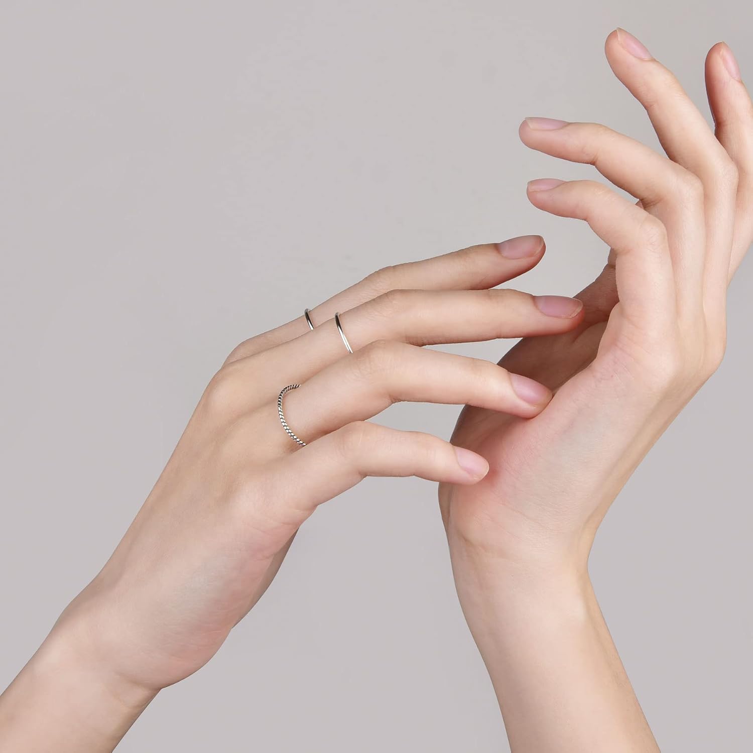 925 Sterling Silver Knuckle Rings for Women Minimalist Thin Stacking Rings Set 3PCS Midi Pinky Ring Size 2.5-8.5 - Image 6