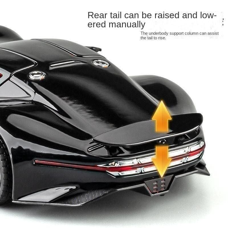Image of 1 /24 Merceedees Vision GT Future Model Car - Exclusive Alloy Metal Pullback Toy with Openable Doors, Lights, and Music for Kids (1:24 Merceedes Vision - Black)