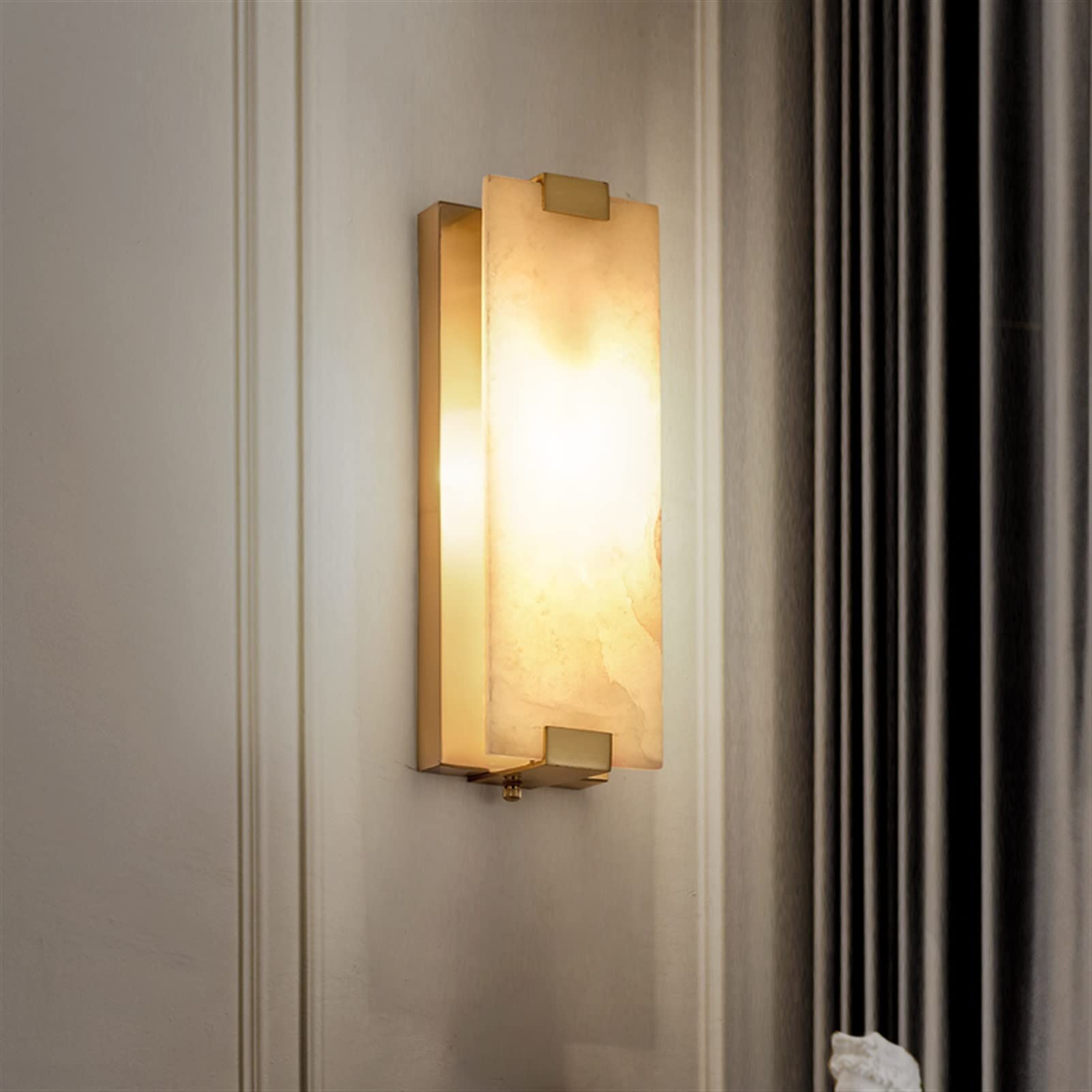 HYJAUSXB Wall Lamps Sconces Crystal Gold Background Personality Bedroom Bedside Aisle Decorations(Warm White)