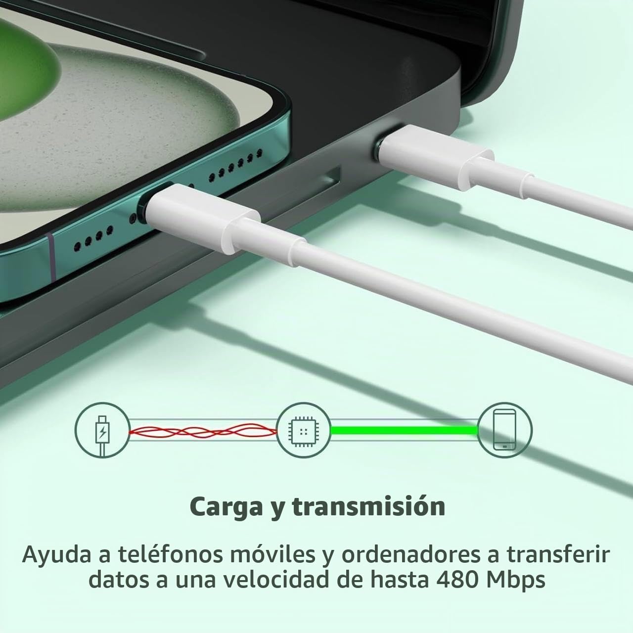 Cable USB C a USB C 60W [2 Unidades/2M+2M], PD 3.0 Cable USB C Carga RápidaTipo C para iPhone 17/16/15/Pro/Plus/Pro Max, para Samsung Galaxy S26 S25 S24 S23 S22, para iPad Pro/Air/Mini
