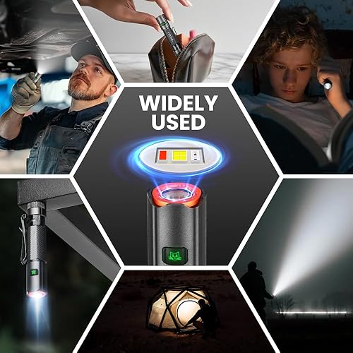 Miniatura 9 de Yemao Linterna EDC de Emergencia, Luz Mini Recargable de 1500LM - 6 Modos con ImánClip, Linterna Portátil de Tamaño de Bolsillo para Llavero,