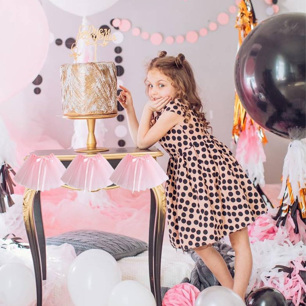 12 Pcs Mini Tutu Table Skirt Wine Bottle Cover Tulle Tutu Table Skirt Decor Tutu Garland Tulle Table Centerpieces for Wedding Baby Shower Cake Dessert Birthday Party(Pink)