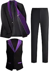 Terno de casamento masculino de 3 peças | Conjunto de jaqueta, colete e calça slim fit smoking xale lapela blazer para eventos formais